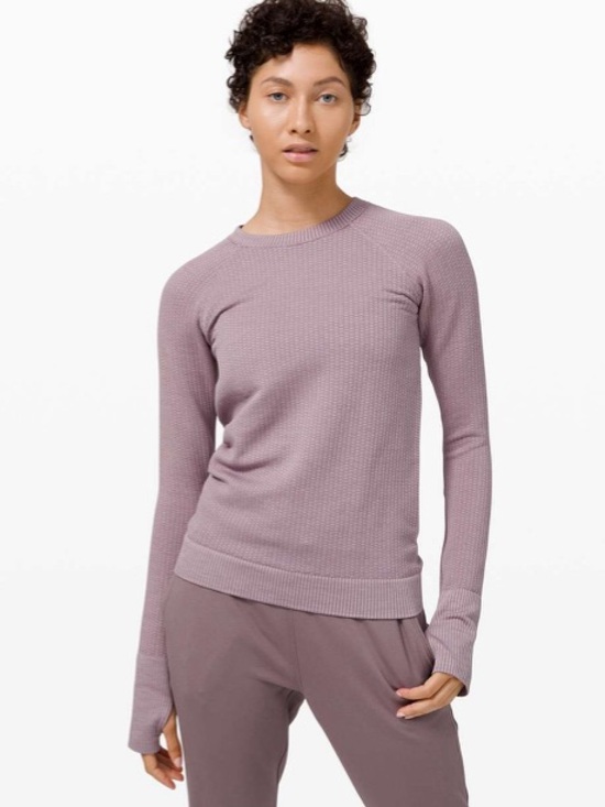 lululemon athletica Tops - Lululemon Rest Less Pullover Bubble Dot Violet Verbena / Chrome Purple 10